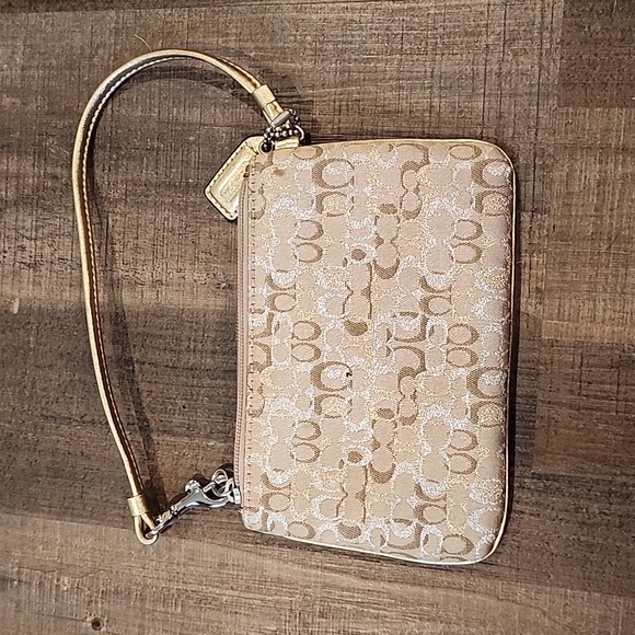 Small gold silver Coach wristlet - Picture 2 of 5